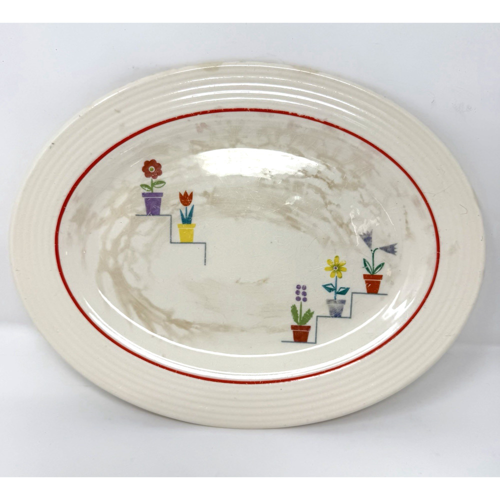 VTG 1940s Triumph American Limoges Sebring Ohio Posey Shop Oval Serving Platter